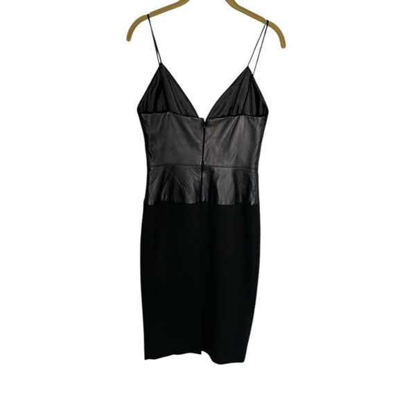 L’AGENCE Elegant Black Dress Faux Leather Cocktail 2 - Picture 6 of 7